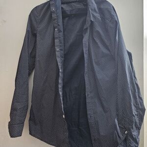 H&M Navy Polka Dot Dress Shirt